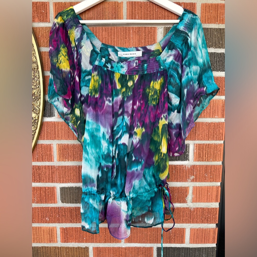 Colourful 100% silk Zara blouse